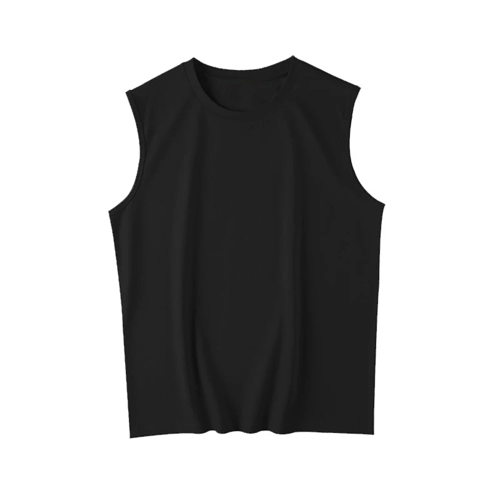 Men Running Tank Top Workout Muscle Sleeveless T-Shirt Summer Gym Vest Sports Solid Color Handsome Tops