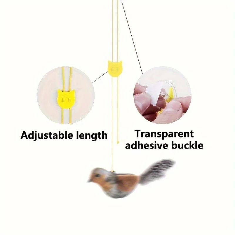 Automatic Chirping Cat Toy - Motion Activated with Catnip & Feathers, Chew-Proof Interactive Pet Game for Indoor Kittens