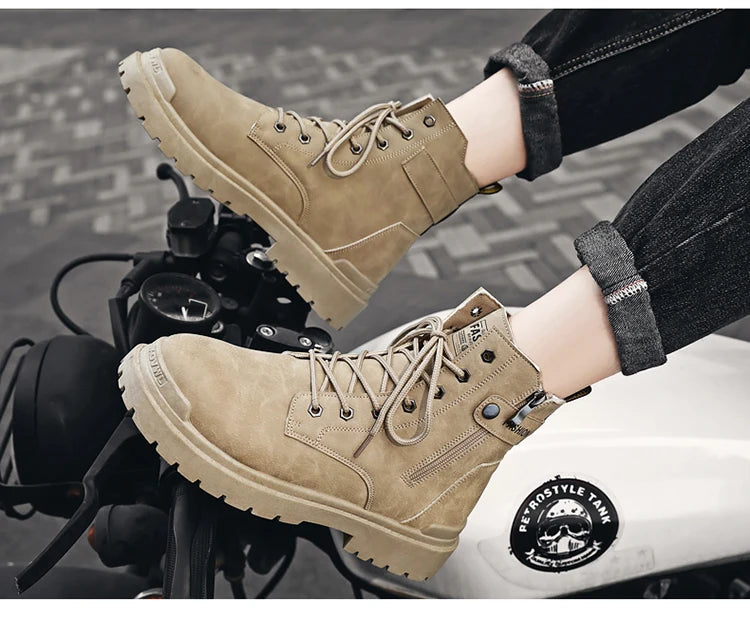 Men's Winter Boots Offer Safety Work Shoes Mens Shooes Men Motorcycle Boot Ankle Snow High Military Man Tactical Army Working