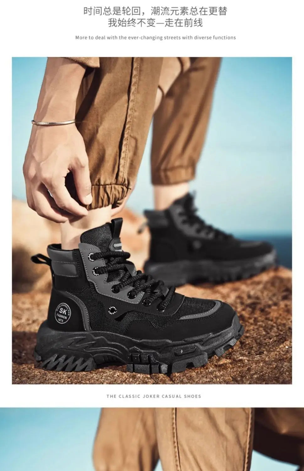 Mens Boots Leather Shoes Platform Boots for Men Outdoor Sneakers Motorcycle Ankle Boots Male Work Boot Casual Hiking Shoes