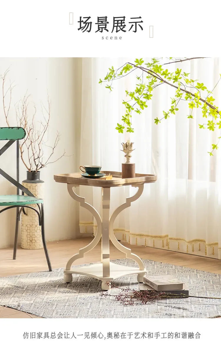 Farmhouse end Table, Cocktail Table Set, Modern Circle Hand-Crafted Natural Wood Finsh Small Side and End Table Sets,Natural