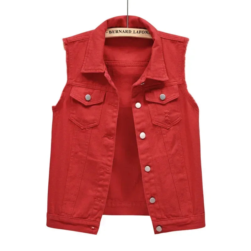 Denim Vest for Women Jacket Spring Streetwear Women Clothing Autumn Coats Fashion Clothes Casual Vintage Elegant Sleeveless