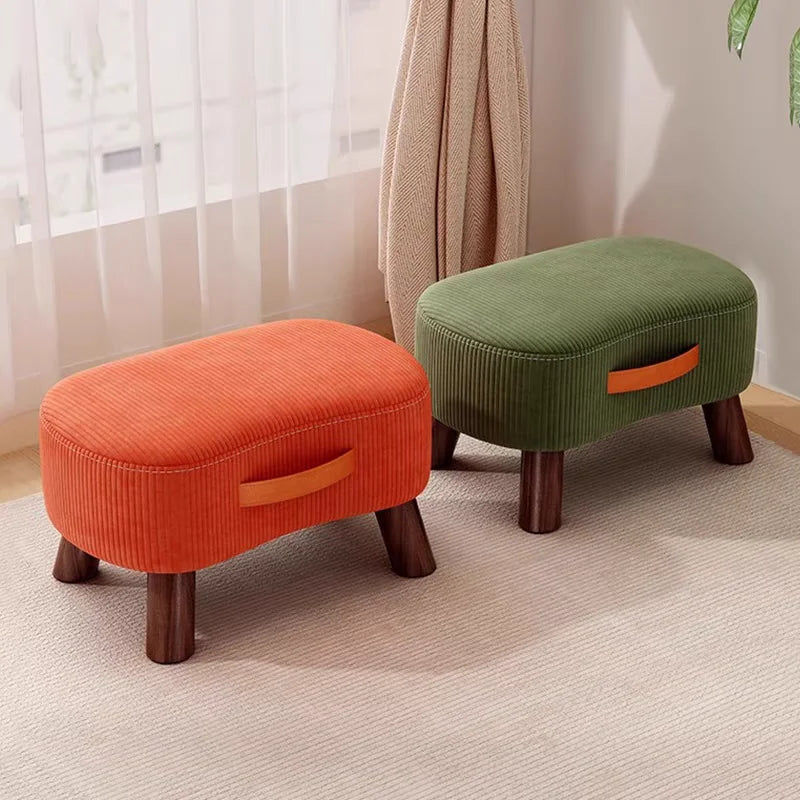 Household Stool Footstool Wood Material Living Room Furniture Wooden Frame Fabric