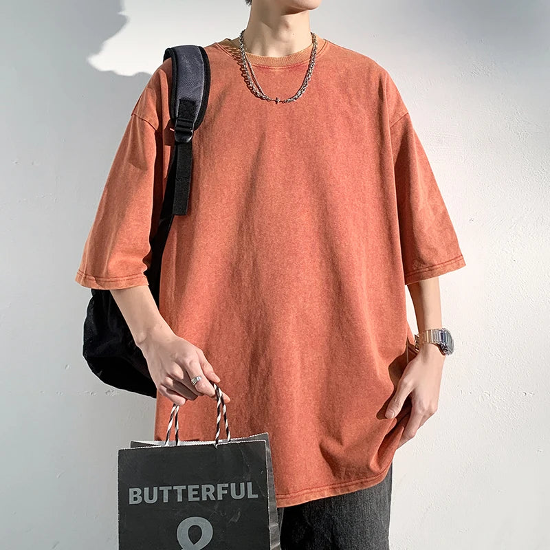 LEGIBLE Summer Men T Shirt Short Sleeve Casual Cotton Oversized T-shirt Men Tops Tees