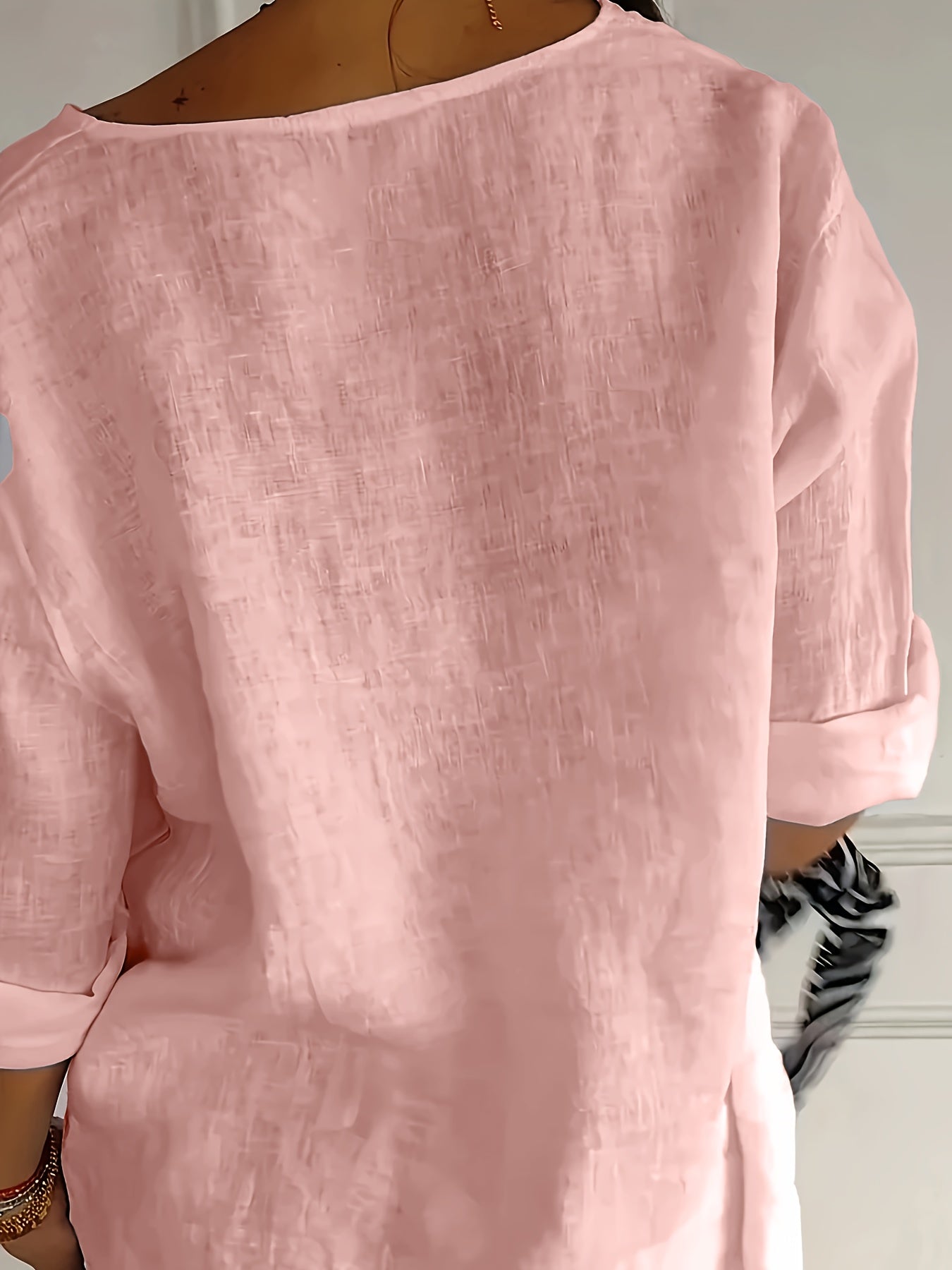 Women's Mint Green Button-Up Blouse - Loose Fit Non-Stretch Shirt, Elegant Casual Button Front for Everyday, Office, Vacation - Breathable All-Season Top, Versatile Shirt, Round Neckline, Durable Construction, Stylish Shirt,
