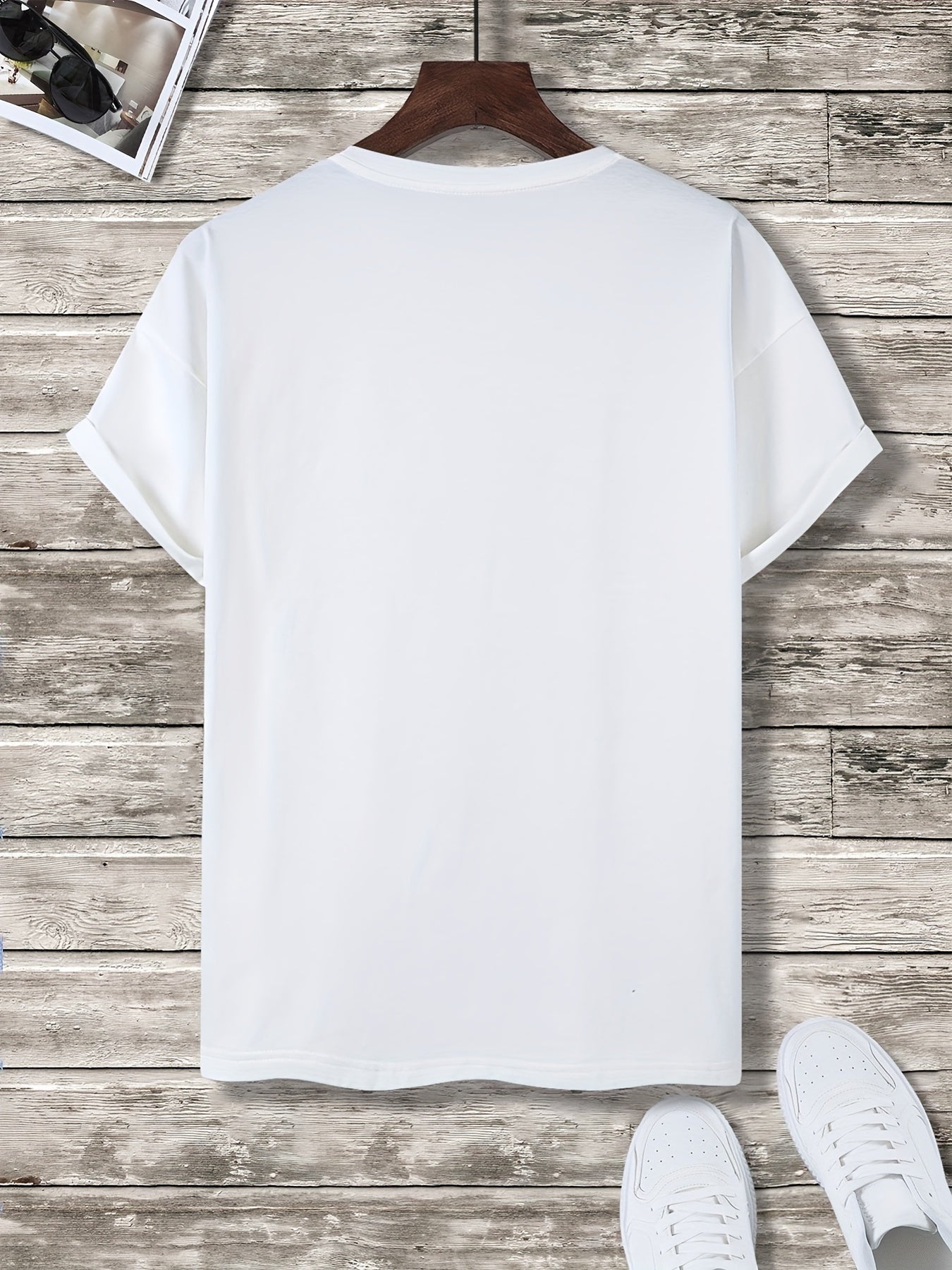 Print Casual T-Shirt, Round Neck Short Sleeves Slight Stretch Tee, Women's Activewear