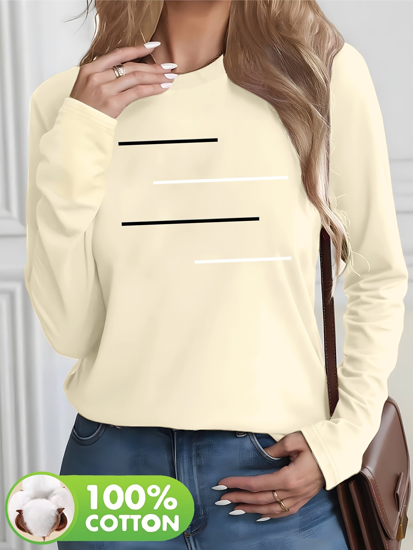 Women's Olive Green Long Sleeve T-Shirt - Minimalist Elegant Top, Soft Everyday Shirt for Casual & Formal Outfits - NC-13210, Allseason Top, Modern Fashion, Durable Clothing, Basic Blouse, Office Wear