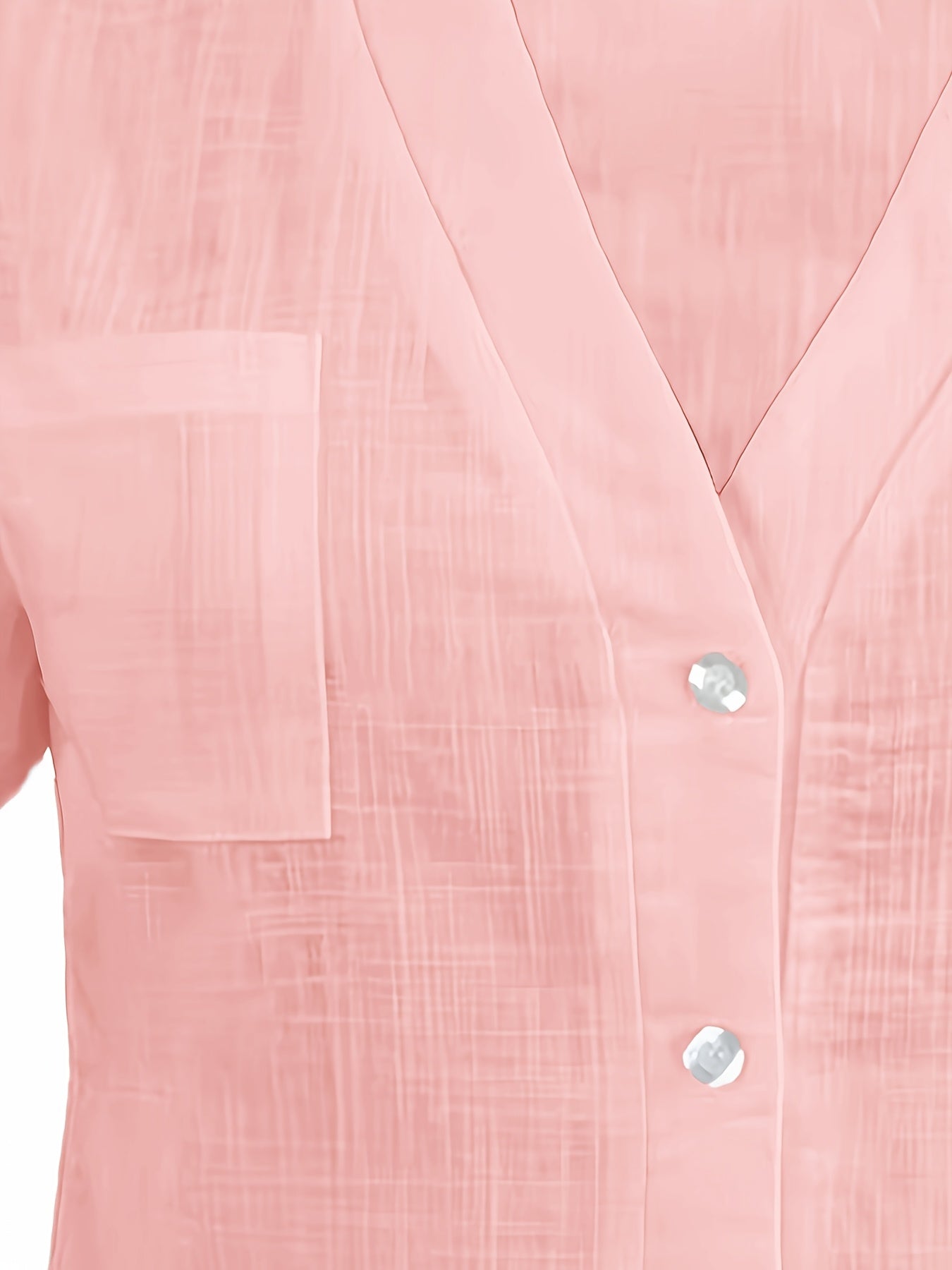 Women's Casual Blouse - Soft Pink Everyday shirt, Button-Front Placket, Non-Stretch Fabric for Office, Brunch, Lounge - Machine Washable All-Season Women's Blouse, Office Attire, Textured Fabric, Comfortable Wear, Versatile T