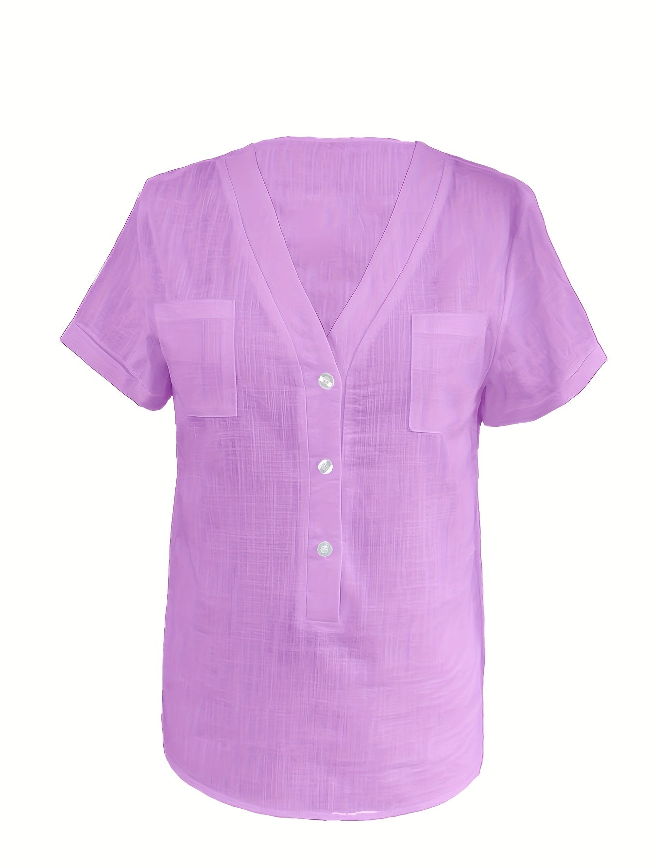 Women's Casual Blouse - Soft Pink Everyday shirt, Button-Front Placket, Non-Stretch Fabric for Office, Brunch, Lounge - Machine Washable All-Season Women's Blouse, Office Attire, Textured Fabric, Comfortable Wear, Versatile T