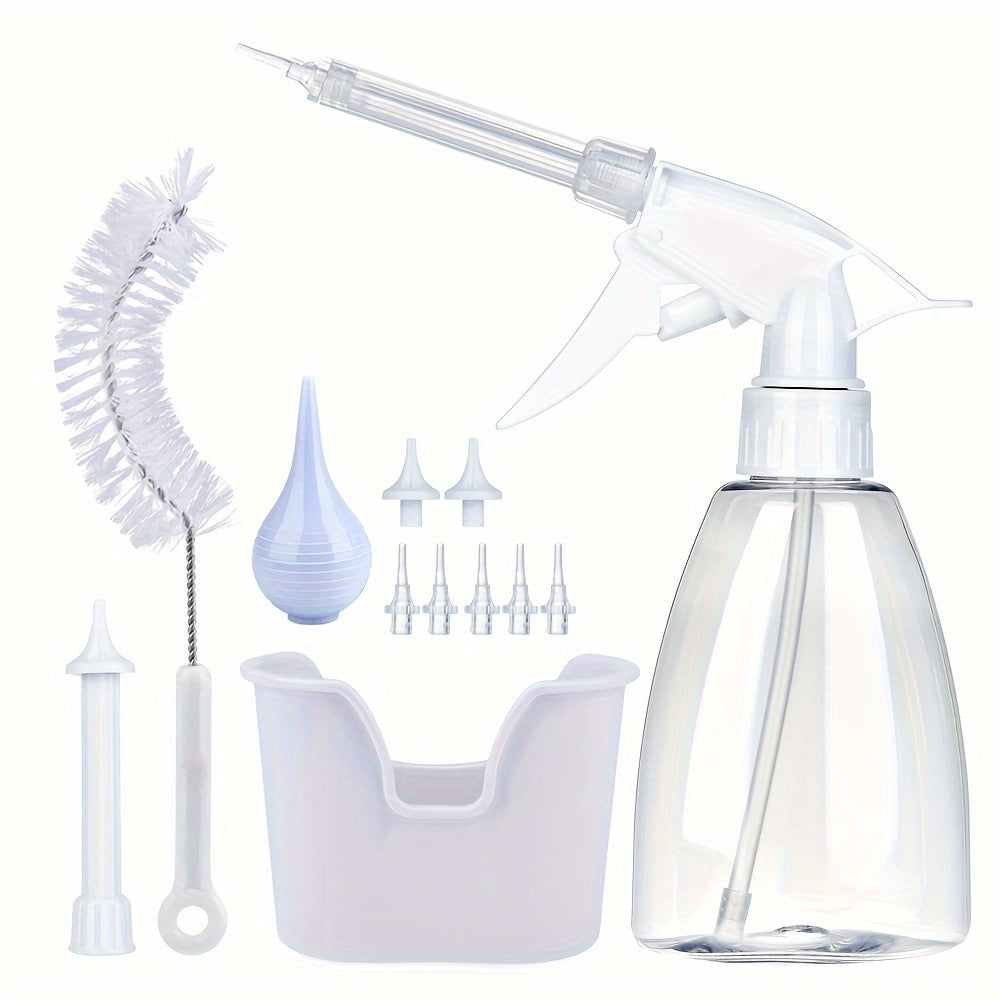1 Set Of 10.14oz Conical Bottle Ear Washing Set With 7 Replacement Heads, Anti-splash, Easy To Use, Daily Home Health Care Must-have