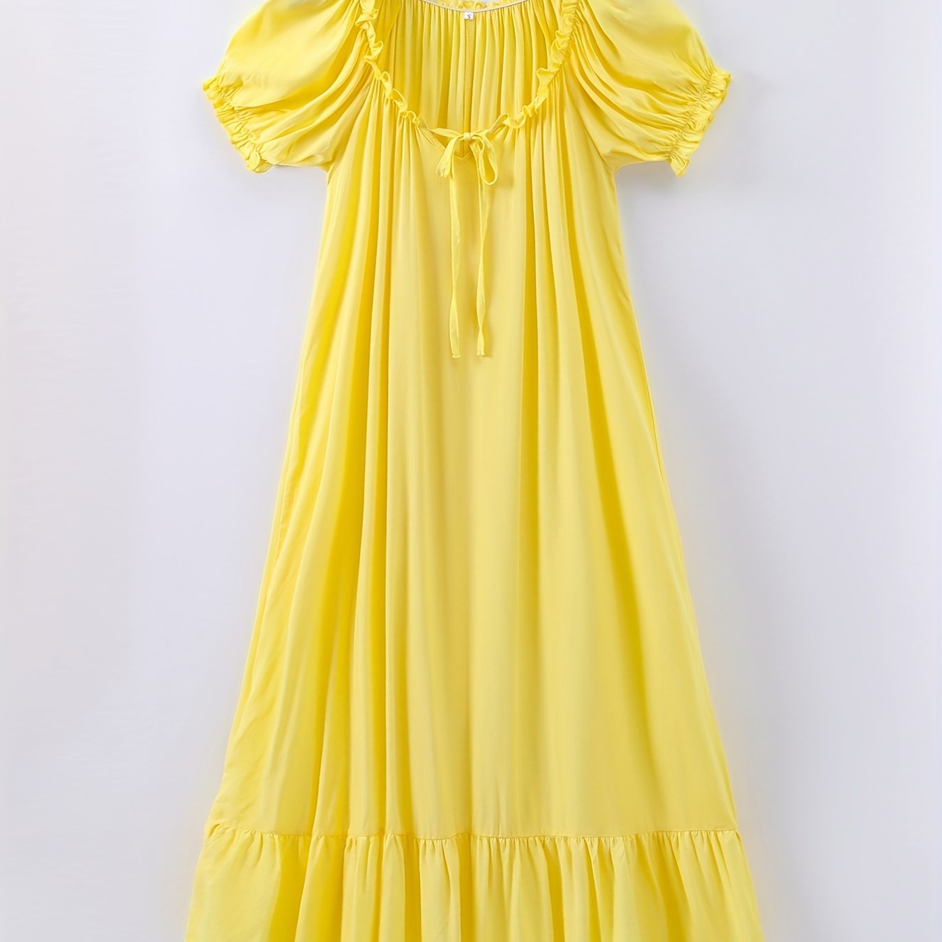 Romantic Lace Trim Princess Nightdress - Soft, Sweet, and Cute V-Neck Ruffle Hem Sleep Dress for Women - Comfortable, Breathable, and Relaxed Fit Sleepwear & Dresses for a Good Night's Sleep