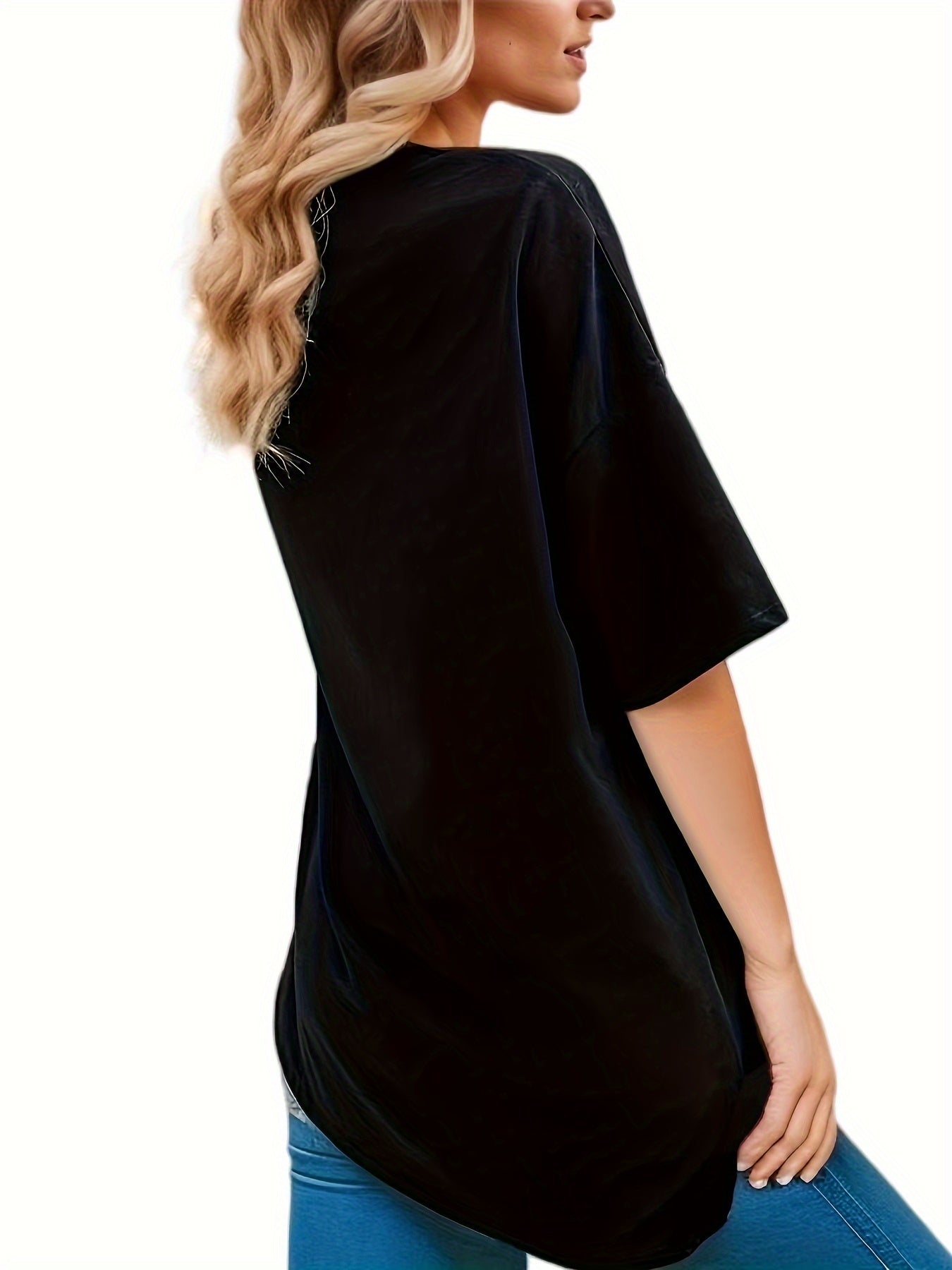 Round Neck Casual T-Shirt, Short Sleeves Loose Fit Basic Sports Tee, Women's Activewear