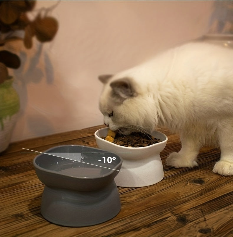 Ergonomic Anti-Spill Cat Bowl: Health-Conscious, Sleek Design for Food & Water
