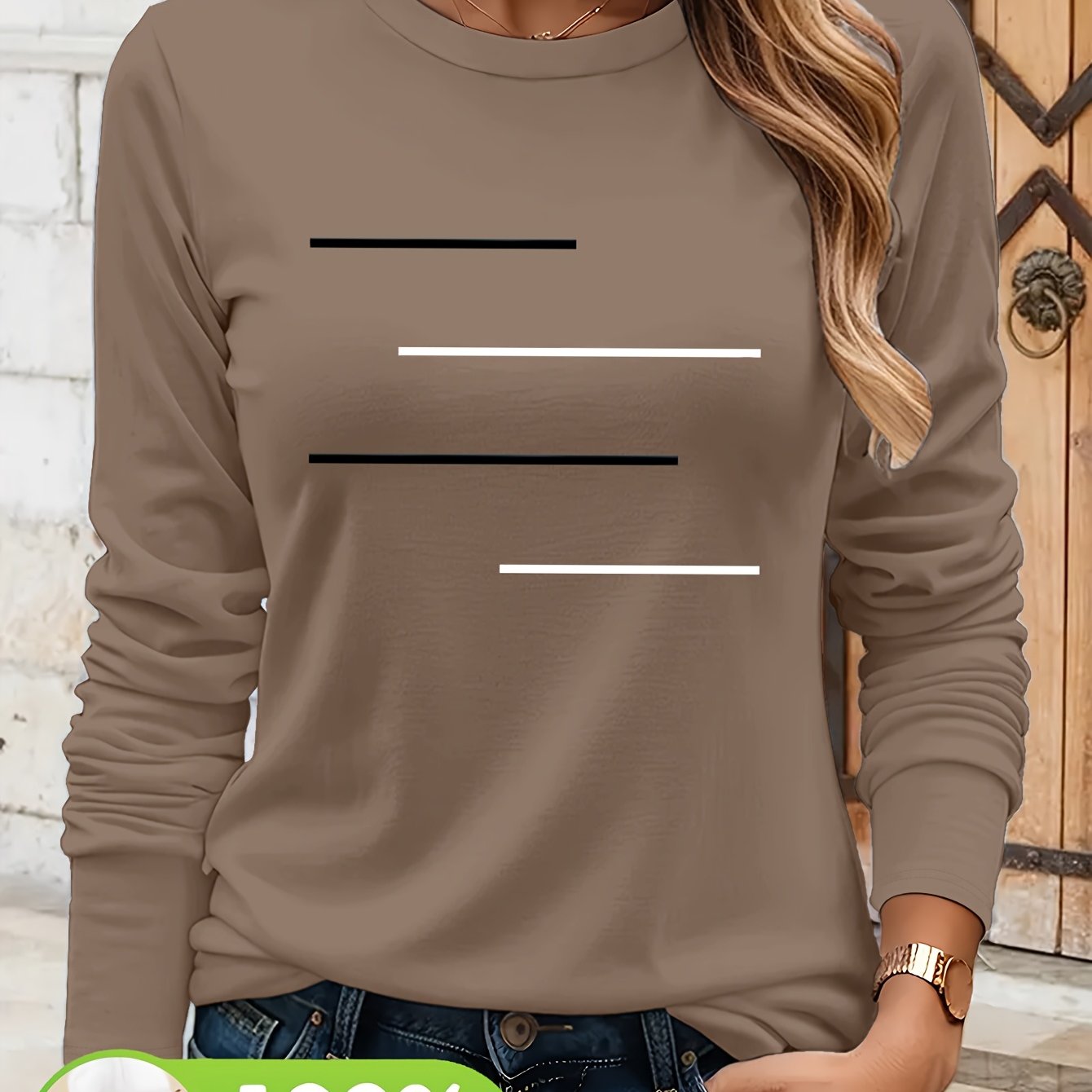 Women's Olive Green Long Sleeve T-Shirt - Minimalist Elegant Top, Soft Everyday Shirt for Casual & Formal Outfits - NC-13210, Allseason Top, Modern Fashion, Durable Clothing, Basic Blouse, Office Wear