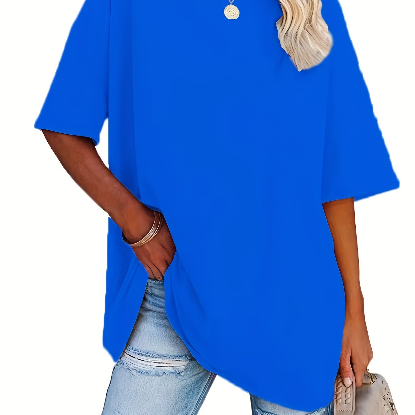 Round Neck Casual T-Shirt, Short Sleeves Loose Fit Basic Sports Tee, Women's Activewear