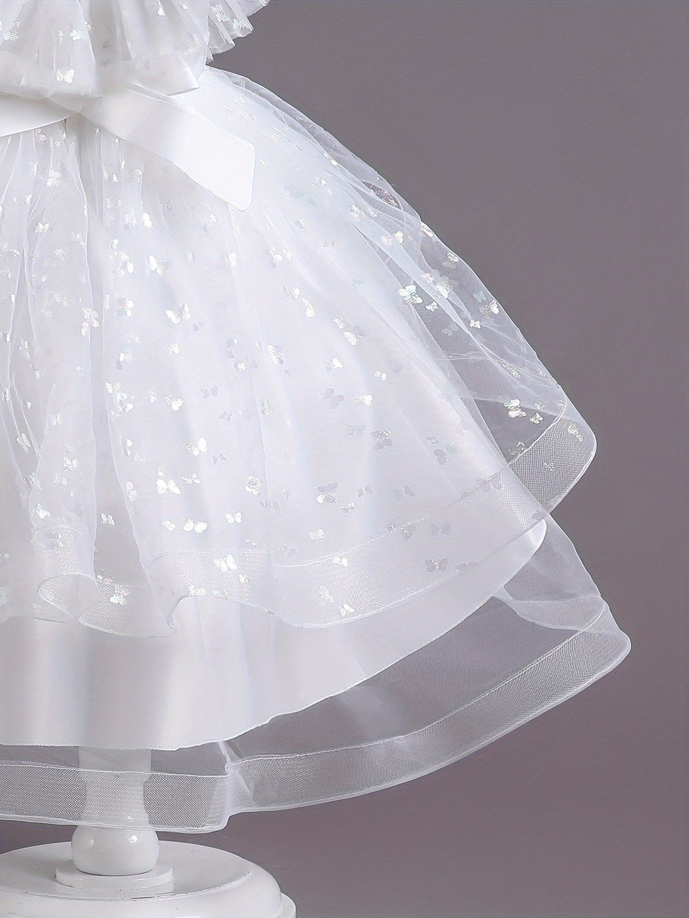 Beautiful Butterfly Ruffle Mesh Tutu Dress - Elegant Girls' Party Dresses for Birthday Gifts - Stylish Solid Colors, Ruffled Design, and Flowy Mesh Fabric