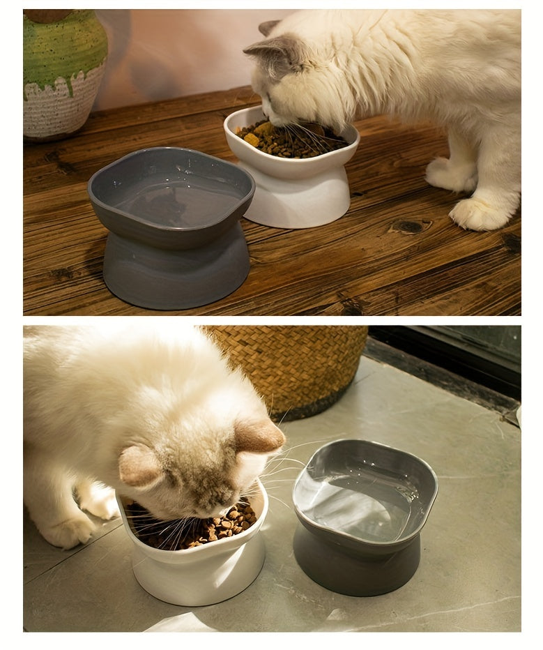 Ergonomic Anti-Spill Cat Bowl: Health-Conscious, Sleek Design for Food & Water