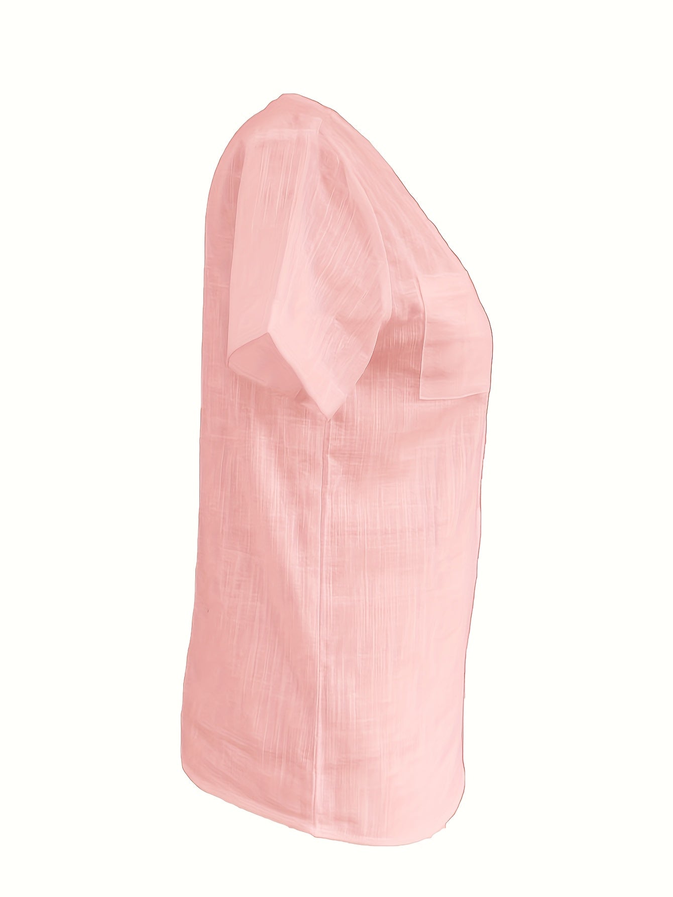Women's Casual Blouse - Soft Pink Everyday shirt, Button-Front Placket, Non-Stretch Fabric for Office, Brunch, Lounge - Machine Washable All-Season Women's Blouse, Office Attire, Textured Fabric, Comfortable Wear, Versatile T