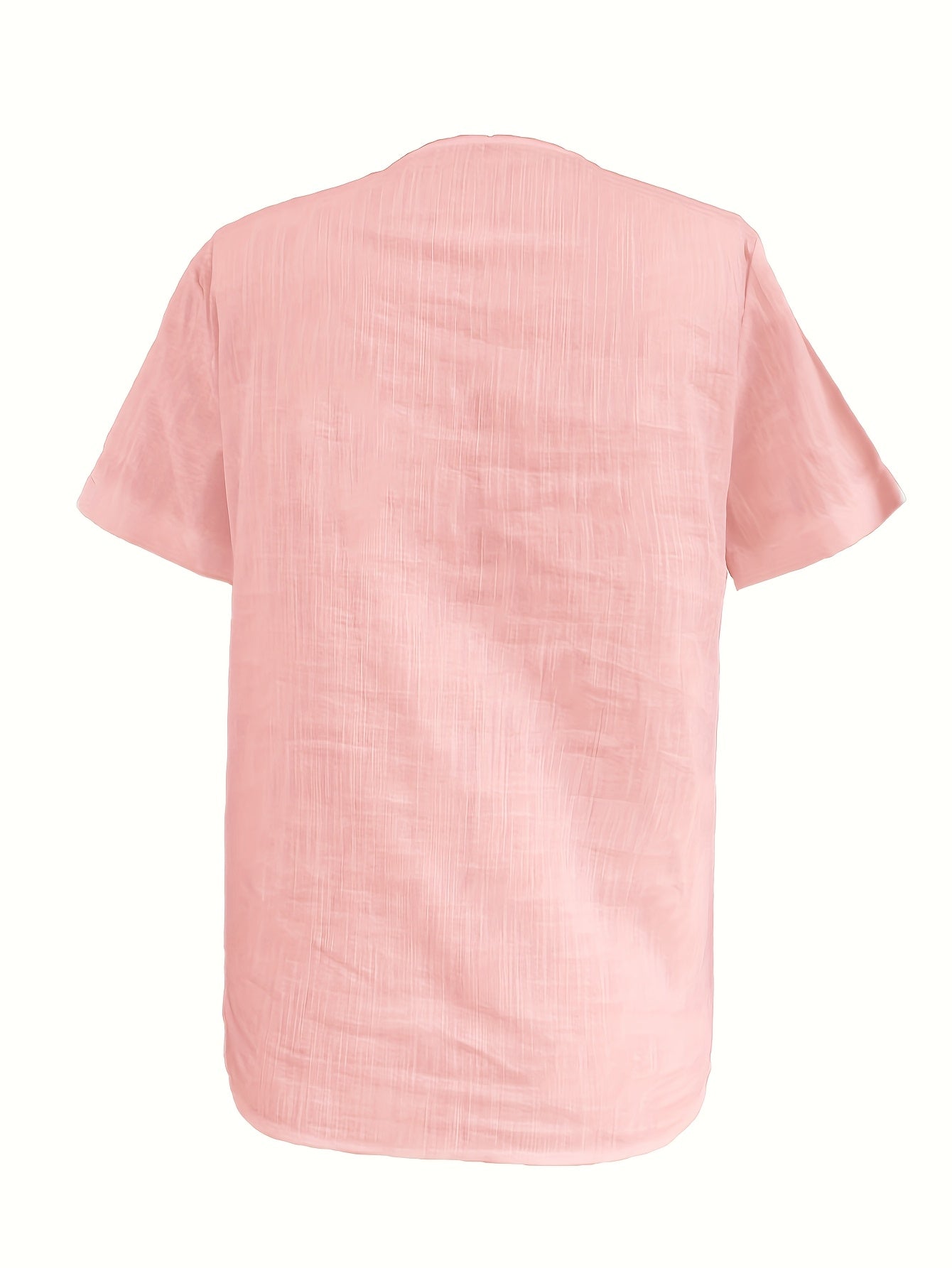 Women's Casual Blouse - Soft Pink Everyday shirt, Button-Front Placket, Non-Stretch Fabric for Office, Brunch, Lounge - Machine Washable All-Season Women's Blouse, Office Attire, Textured Fabric, Comfortable Wear, Versatile T