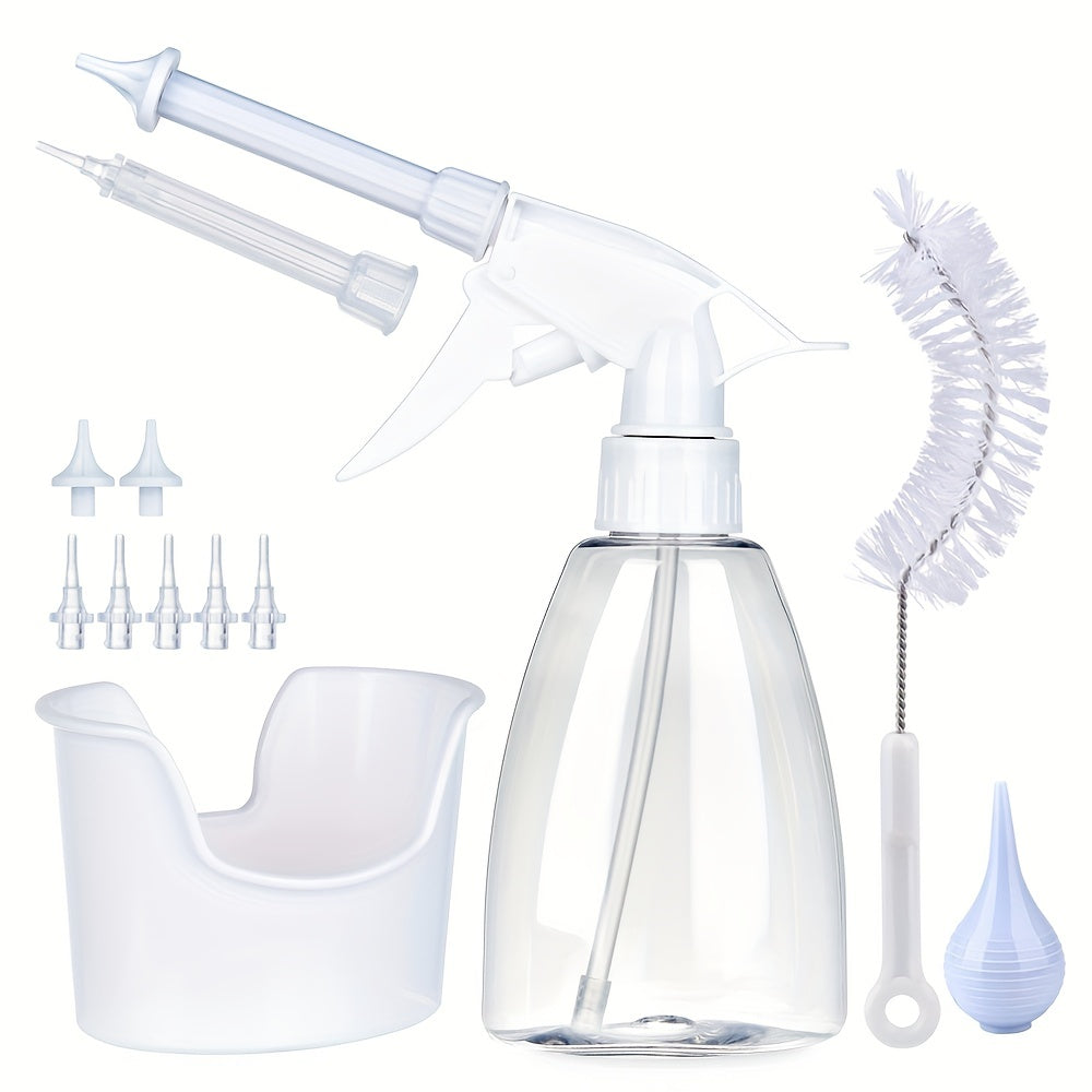 1 Set Of 10.14oz Conical Bottle Ear Washing Set With 7 Replacement Heads, Anti-splash, Easy To Use, Daily Home Health Care Must-have
