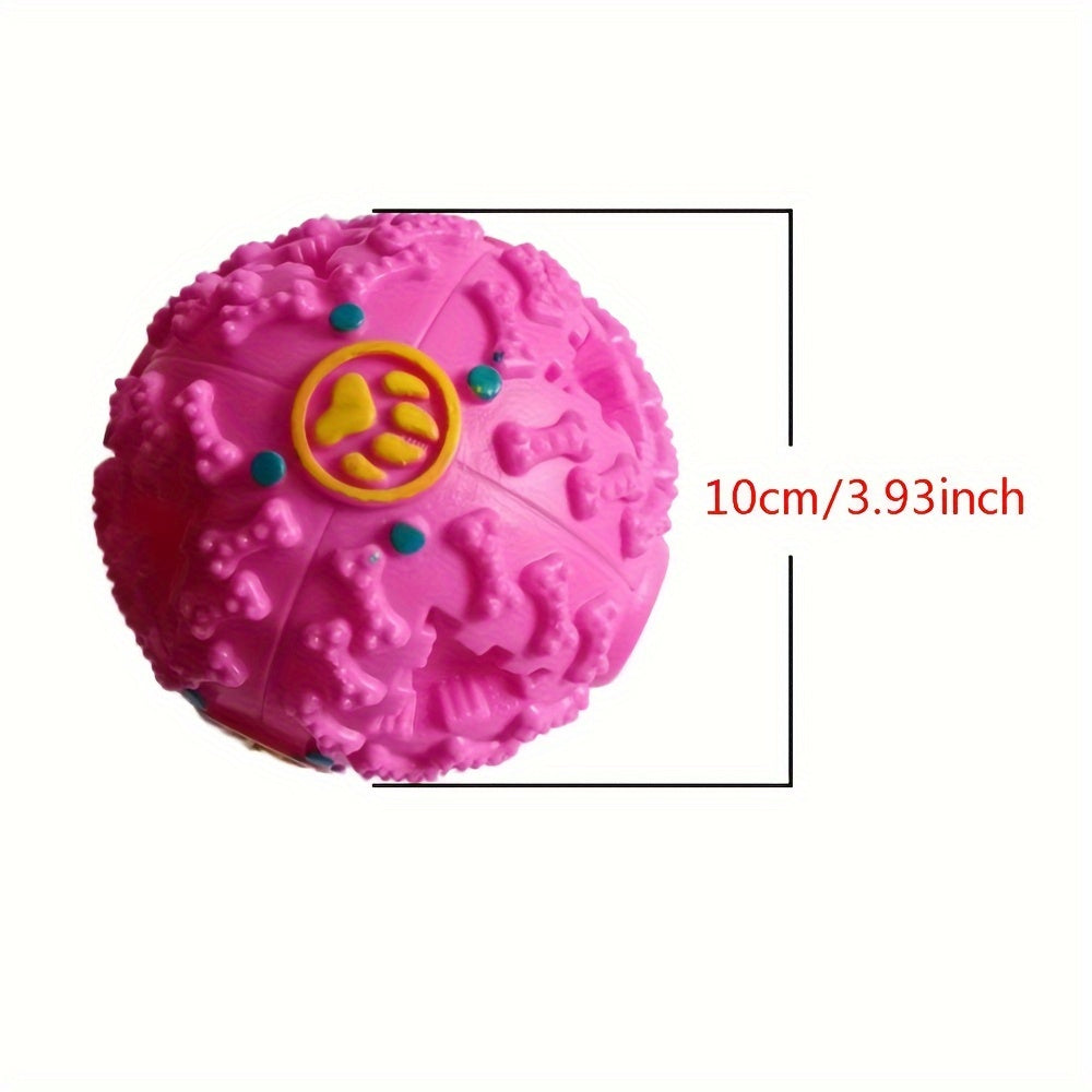 Interactive Dog Chew Toy Ball with Treat Dispenser - Durable Food-Dispensing Squeaky Toy for Teething Puppies & Dental Health, All Breeds, Black with Green & Yellow Patterns, Plastic Material