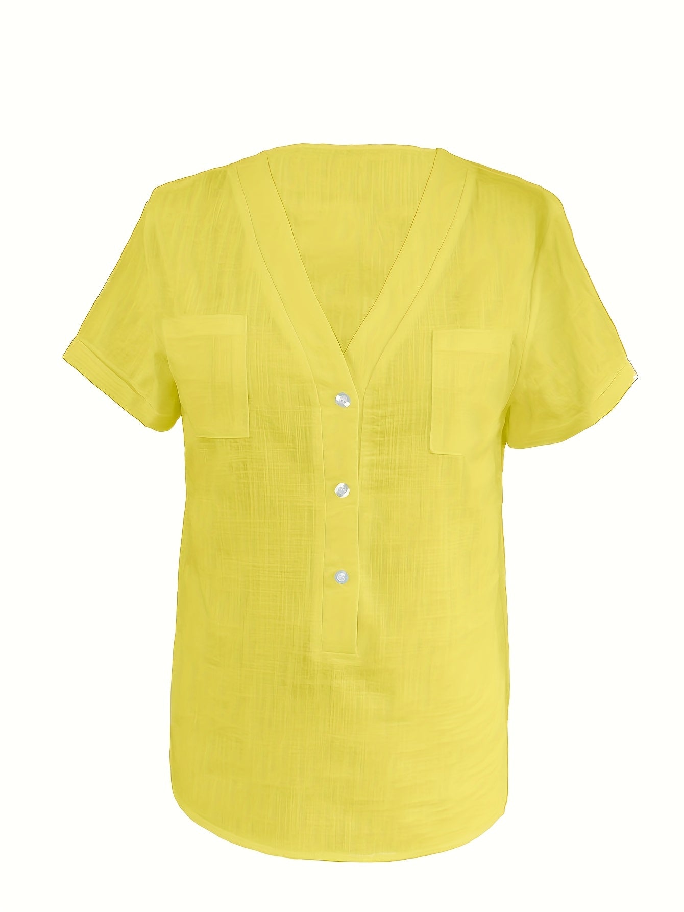 Women's Casual Blouse - Soft Pink Everyday shirt, Button-Front Placket, Non-Stretch Fabric for Office, Brunch, Lounge - Machine Washable All-Season Women's Blouse, Office Attire, Textured Fabric, Comfortable Wear, Versatile T