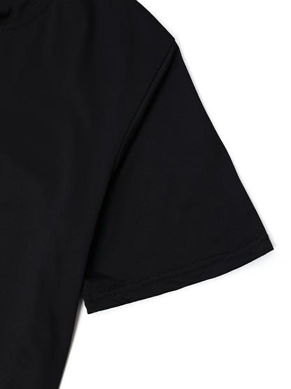 Round Neck Casual T-Shirt, Short Sleeves Loose Fit Basic Sports Tee, Women's Activewear