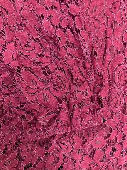 Plus Size Boho Blouse, Women's Plus Solid Lace Lantern Sleeve Tassel Trim V Neck Tunic Shirt Top