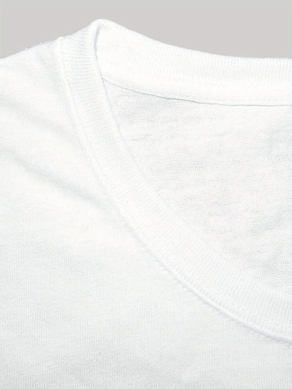 Chic Typographic Womens Tee - Comfy Cotton Crew Neck, Versatile Casual Spring & Summer Top