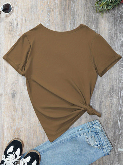 Super Mom Print Casual T-Shirt, V Neck Short Sleeves Versatile Top, Mother's Day Women's Comfy Tee
