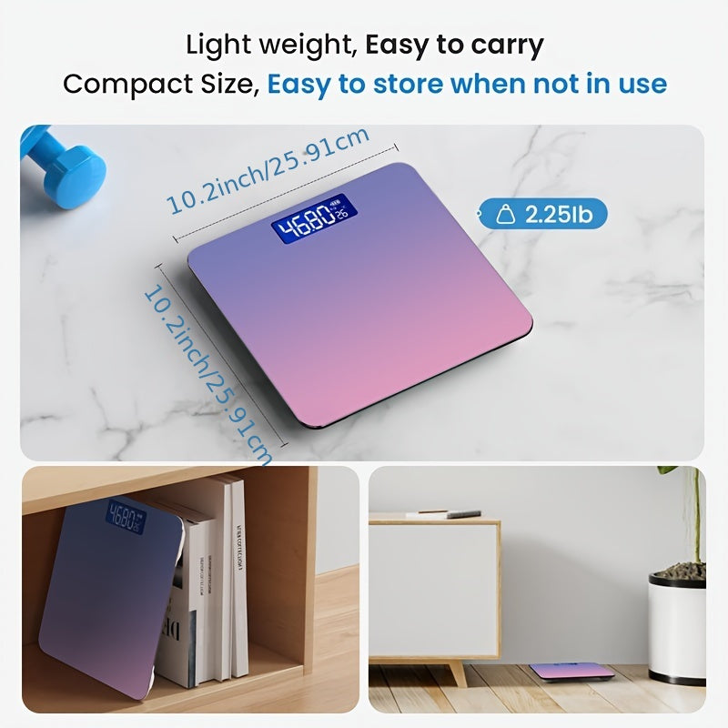 1pc Digital Bathroom Scale With Temperature - Highly Accurate Body Weight Scale With Lighted LCD Display, Round Corner Design, 400 Lb, 3 Weighing Units: LB/KG/ST:LB DispLay - For Home Use - Ideal Gift for Health-Conscious Ind