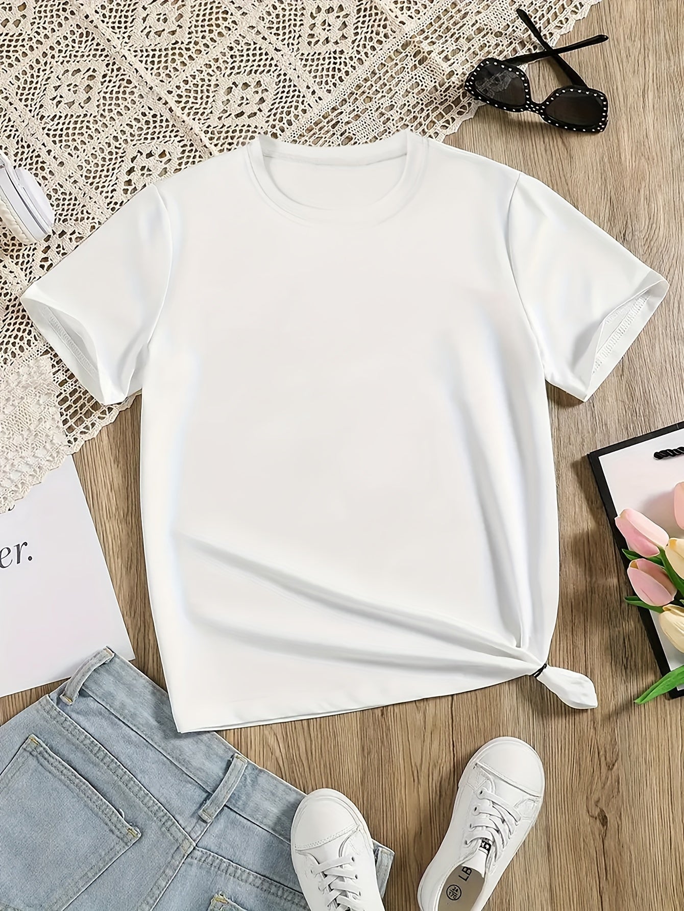 Cartoon Frog With Bubble Tea Graphic Print Creative T-Shirts, Soft & Elastic Comfy Crew Neck Short Sleeve Tee, Girls' Summer Tops, Suitable For Daily Wear