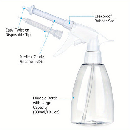 1 Set Of 10.14oz Conical Bottle Ear Washing Set With 7 Replacement Heads, Anti-splash, Easy To Use, Daily Home Health Care Must-have