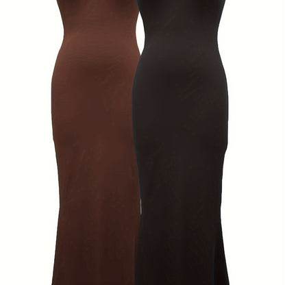 2 Packs Solid Cami Dresses, Casual Sleeveless Bodycon Dress, Women's Clothing