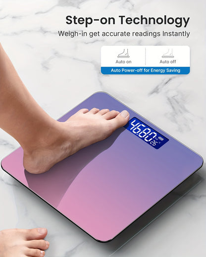 1pc Digital Bathroom Scale With Temperature - Highly Accurate Body Weight Scale With Lighted LCD Display, Round Corner Design, 400 Lb, 3 Weighing Units: LB/KG/ST:LB DispLay - For Home Use - Ideal Gift for Health-Conscious Ind
