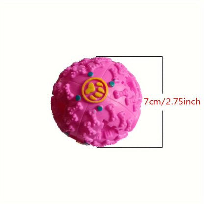 Interactive Dog Chew Toy Ball with Treat Dispenser - Durable Food-Dispensing Squeaky Toy for Teething Puppies & Dental Health, All Breeds, Black with Green & Yellow Patterns, Plastic Material