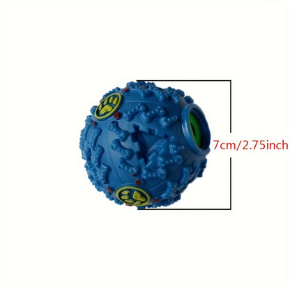 Interactive Dog Chew Toy Ball with Treat Dispenser - Durable Food-Dispensing Squeaky Toy for Teething Puppies & Dental Health, All Breeds, Black with Green & Yellow Patterns, Plastic Material