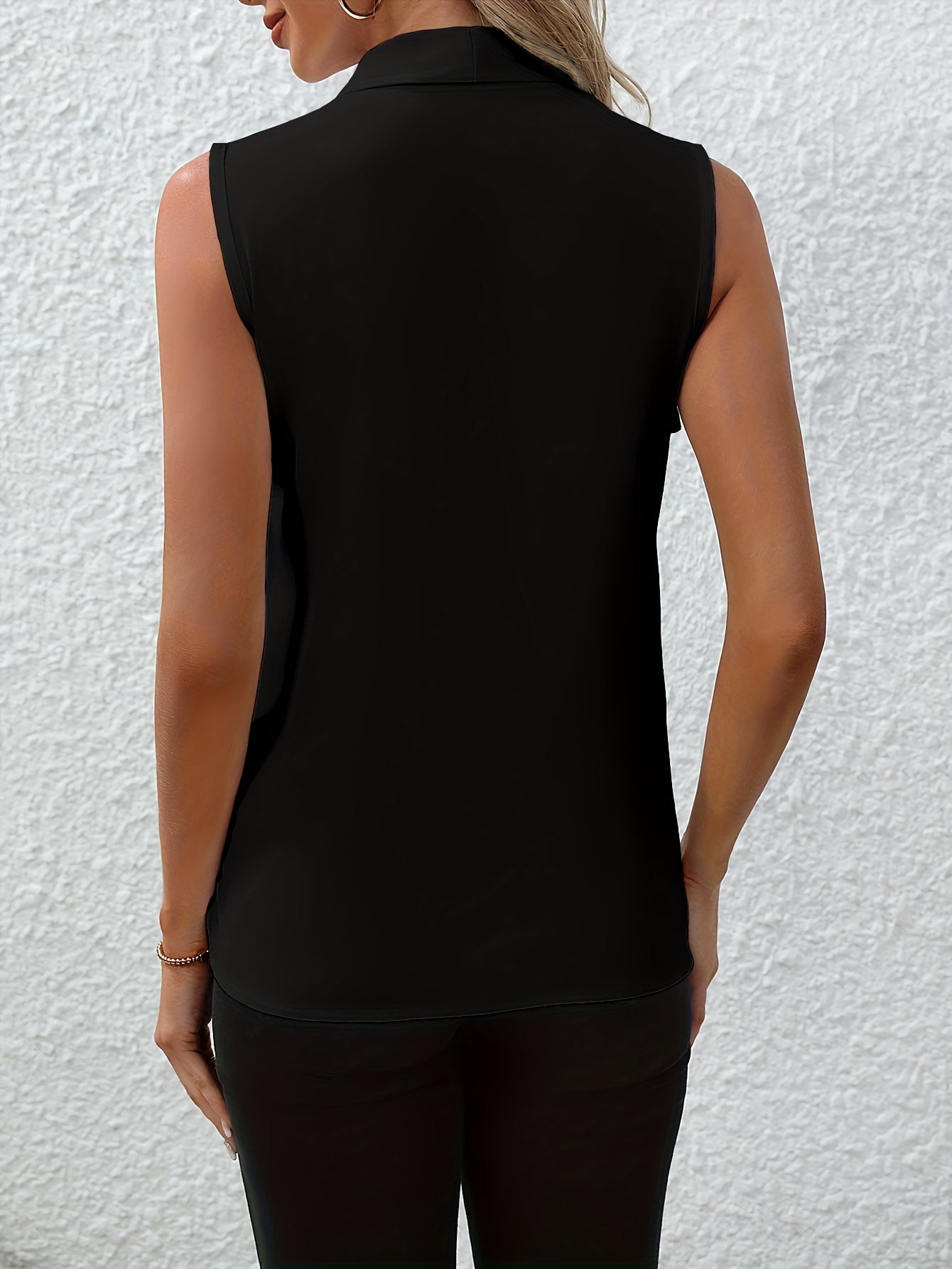 Chic V-neck Blouse, Elegant Sleeveless Top For Spring & Summer, Women's Clothing
