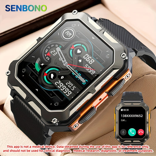 SENBONO Rugged Smartwatch for Men - Advanced Sport Tracker with Seamless Wireless Calls, Health & Fitness Monitor, Step, Calorie & Sleep Tracker - Compatible with iPhone & Android