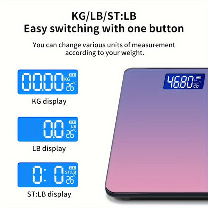 1pc Digital Bathroom Scale With Temperature - Highly Accurate Body Weight Scale With Lighted LCD Display, Round Corner Design, 400 Lb, 3 Weighing Units: LB/KG/ST:LB DispLay - For Home Use - Ideal Gift for Health-Conscious Ind