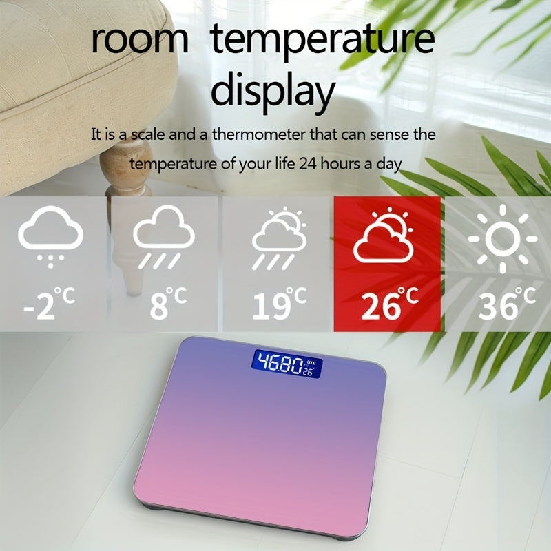 1pc Digital Bathroom Scale With Temperature - Highly Accurate Body Weight Scale With Lighted LCD Display, Round Corner Design, 400 Lb, 3 Weighing Units: LB/KG/ST:LB DispLay - For Home Use - Ideal Gift for Health-Conscious Ind