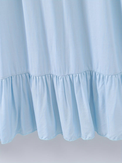 Romantic Lace Trim Princess Nightdress - Soft, Sweet, and Cute V-Neck Ruffle Hem Sleep Dress for Women - Comfortable, Breathable, and Relaxed Fit Sleepwear & Dresses for a Good Night's Sleep
