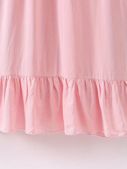 Romantic Lace Trim Princess Nightdress - Soft, Sweet, and Cute V-Neck Ruffle Hem Sleep Dress for Women - Comfortable, Breathable, and Relaxed Fit Sleepwear & Dresses for a Good Night's Sleep