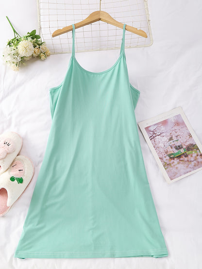 3 Pack Plus Size Cozy Nightdress Set - Women's Solid Plain Round Neck Cami Sleep Dresses with Three Piece Set, Soft Fabric, Comfortable Wear, and Relaxing Sleep Experience