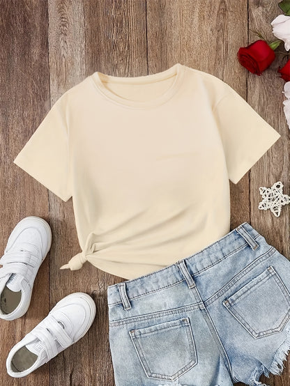 Cartoon Frog With Bubble Tea Graphic Print Creative T-Shirts, Soft & Elastic Comfy Crew Neck Short Sleeve Tee, Girls' Summer Tops, Suitable For Daily Wear