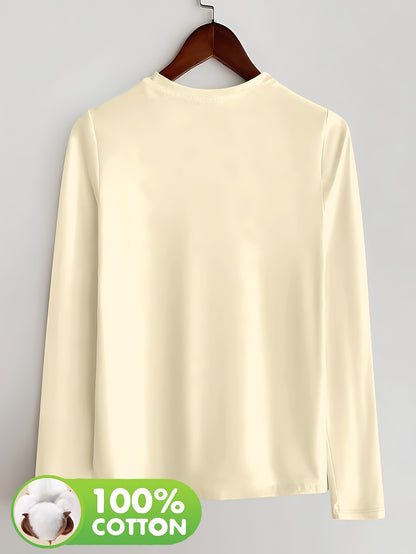 Women's Olive Green Long Sleeve T-Shirt - Minimalist Elegant Top, Soft Everyday Shirt for Casual & Formal Outfits - NC-13210, Allseason Top, Modern Fashion, Durable Clothing, Basic Blouse, Office Wear