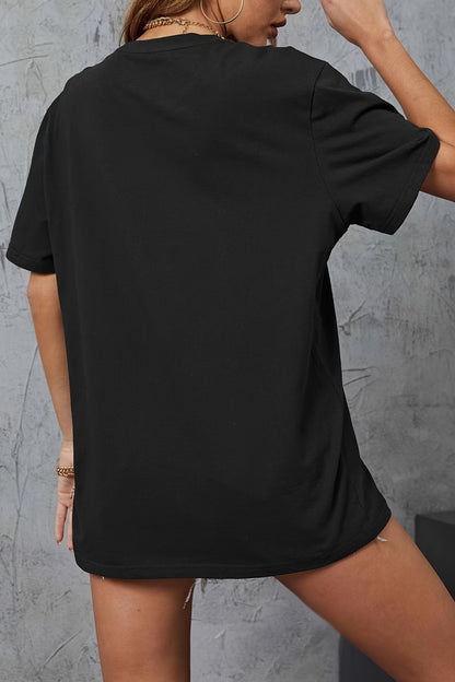 Round Neck Casual T-Shirt, Short Sleeves Loose Fit Basic Sports Tee, Women's Activewear