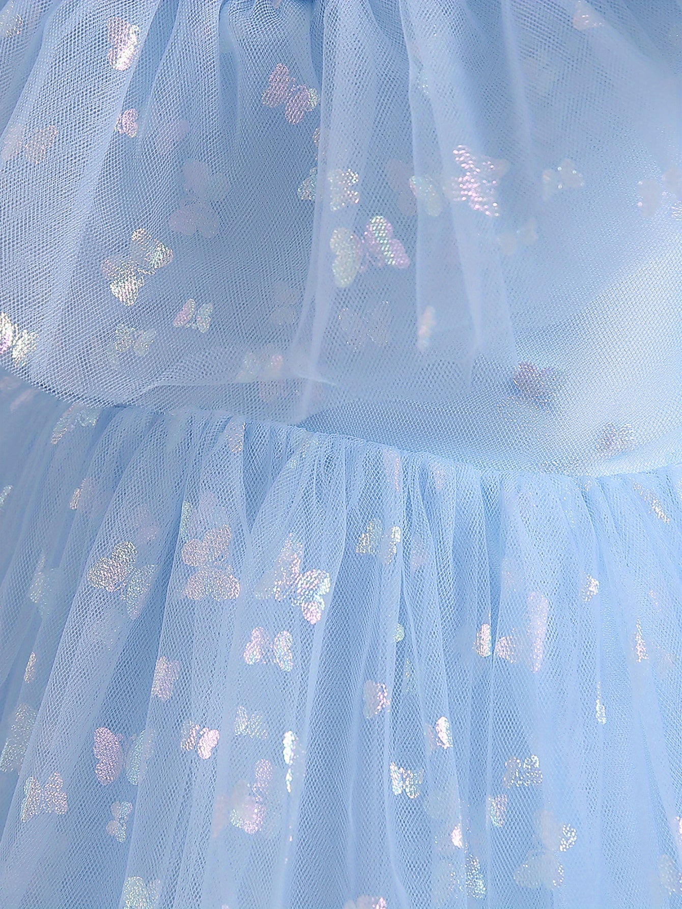 Beautiful Butterfly Ruffle Mesh Tutu Dress - Elegant Girls' Party Dresses for Birthday Gifts - Stylish Solid Colors, Ruffled Design, and Flowy Mesh Fabric