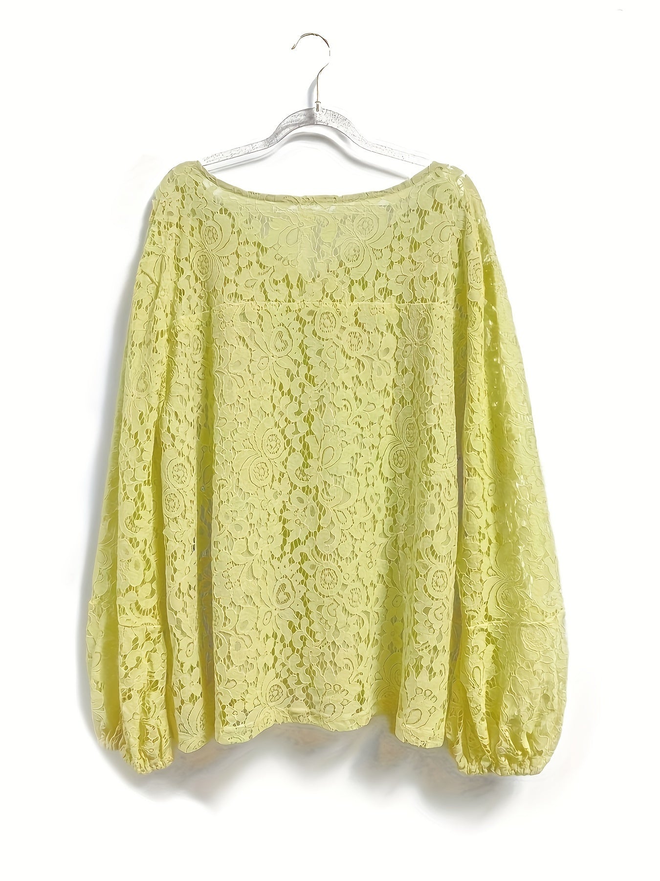 Plus Size Boho Blouse, Women's Plus Solid Lace Lantern Sleeve Tassel Trim V Neck Tunic Shirt Top