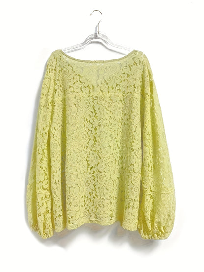 Plus Size Boho Blouse, Women's Plus Solid Lace Lantern Sleeve Tassel Trim V Neck Tunic Shirt Top